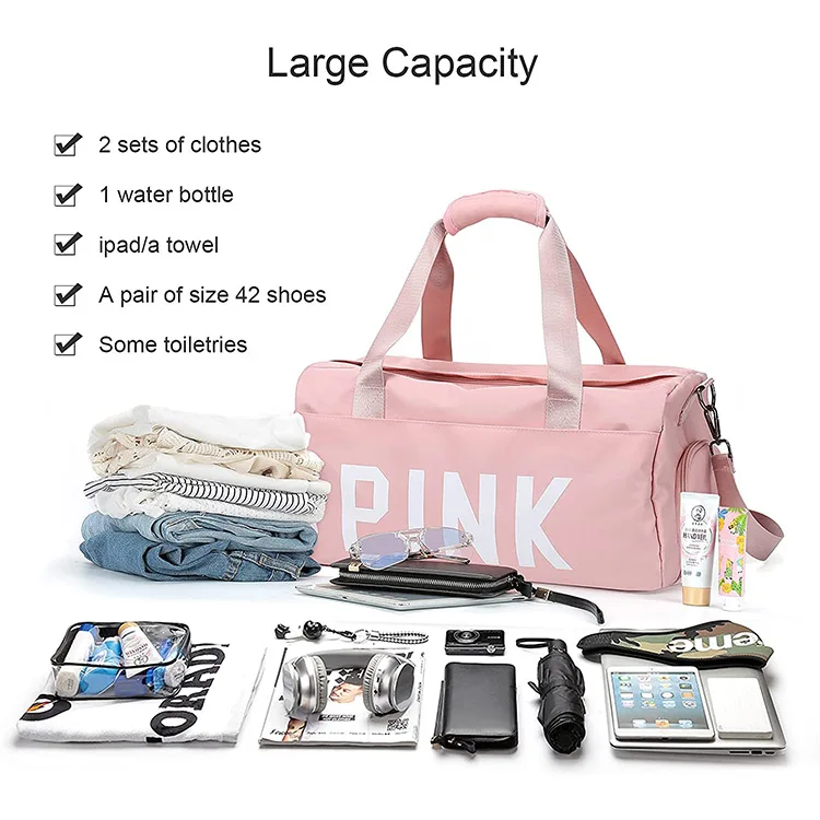 Роскошная розовая спортивная сумка для девочек с логотипом на заказ, оптовая продажа