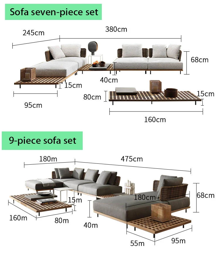 Factory Prices Luxury Villa Modern Outdoor Furniture Aluminum Waterproof Teak Sofas Set Patio Sofa Wood Garden Furniture