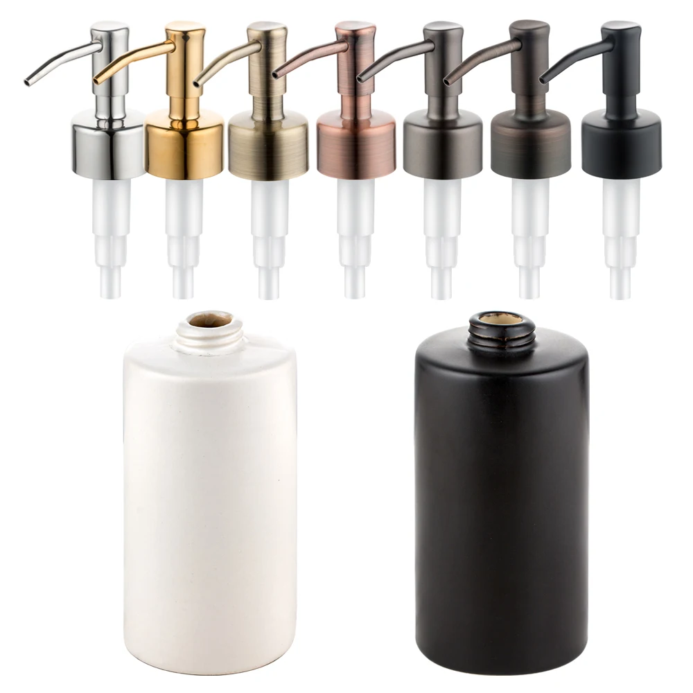 Longan 300ml 400ml 450ml Round Ceramic Cosmetic Bottle With Pump Lotion Pump Bottle For Bathroom