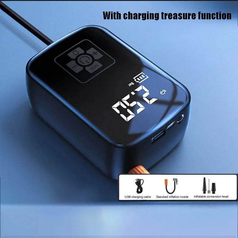 Car Wireless Portable Electronic Air Pump Tire Inflator Pump Quick Air Refill Tire Vehicle Tool Digital Air Pump Tire Inflator