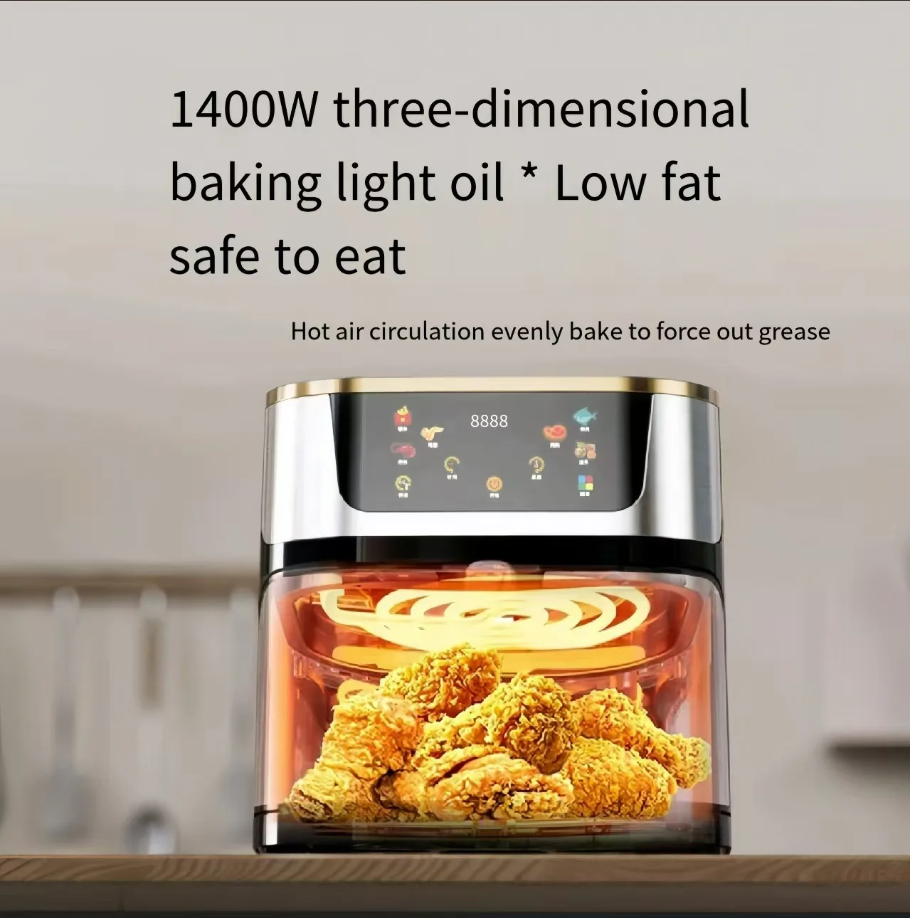 Stainless steel square visible large capacity electric oven oil-free healthy air fryer factory direct delivery wholesale OEM 10L