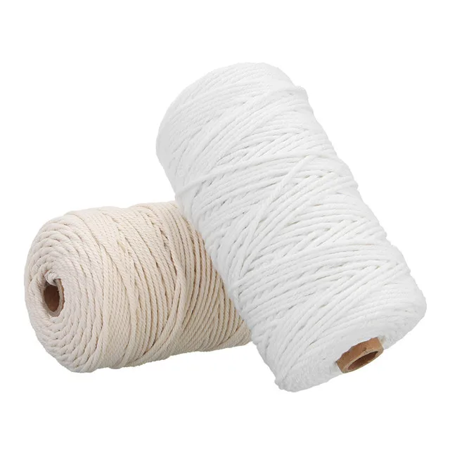 2mm  200m Natural Beige White Twisted 100% Pure Cotton Cord Rope DIY Crafts Macrame String