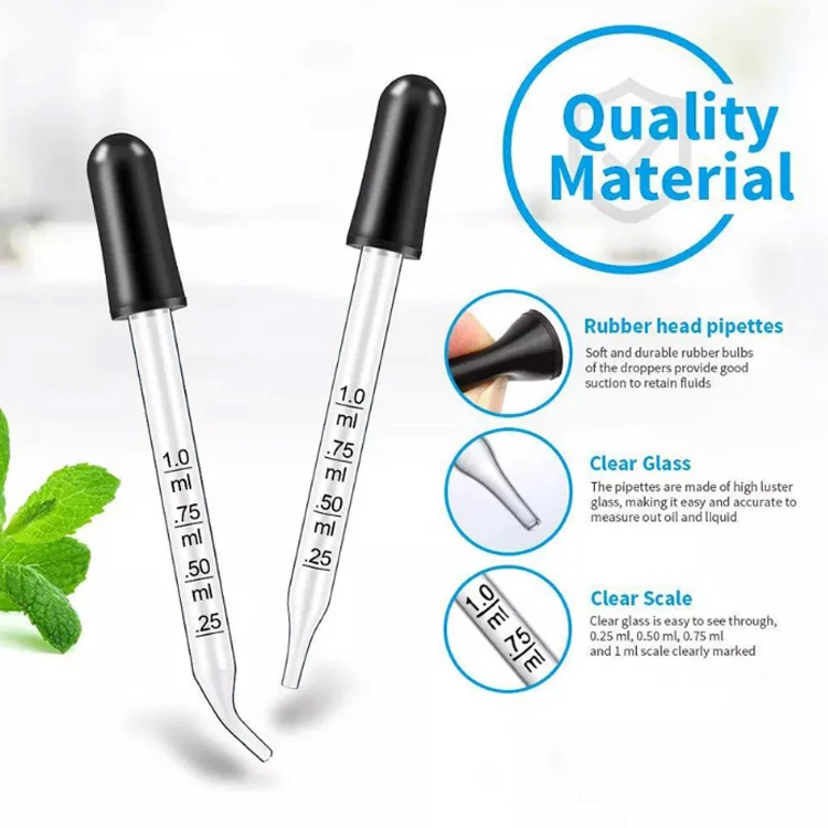Extract Liquid 1ml Glass Dropper Clear Glass Dropper For Measuring