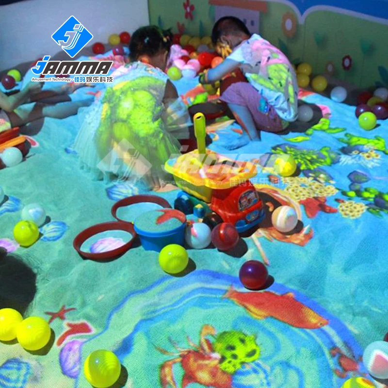 AR Interactive sand beach projection sand pond children sand beach fishing game for shopping mall