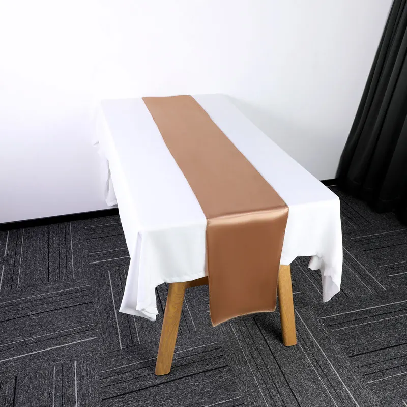 Hotel table linen satin home table runner chair sash decoration table runners for wedding banquet Pattern Type Solid