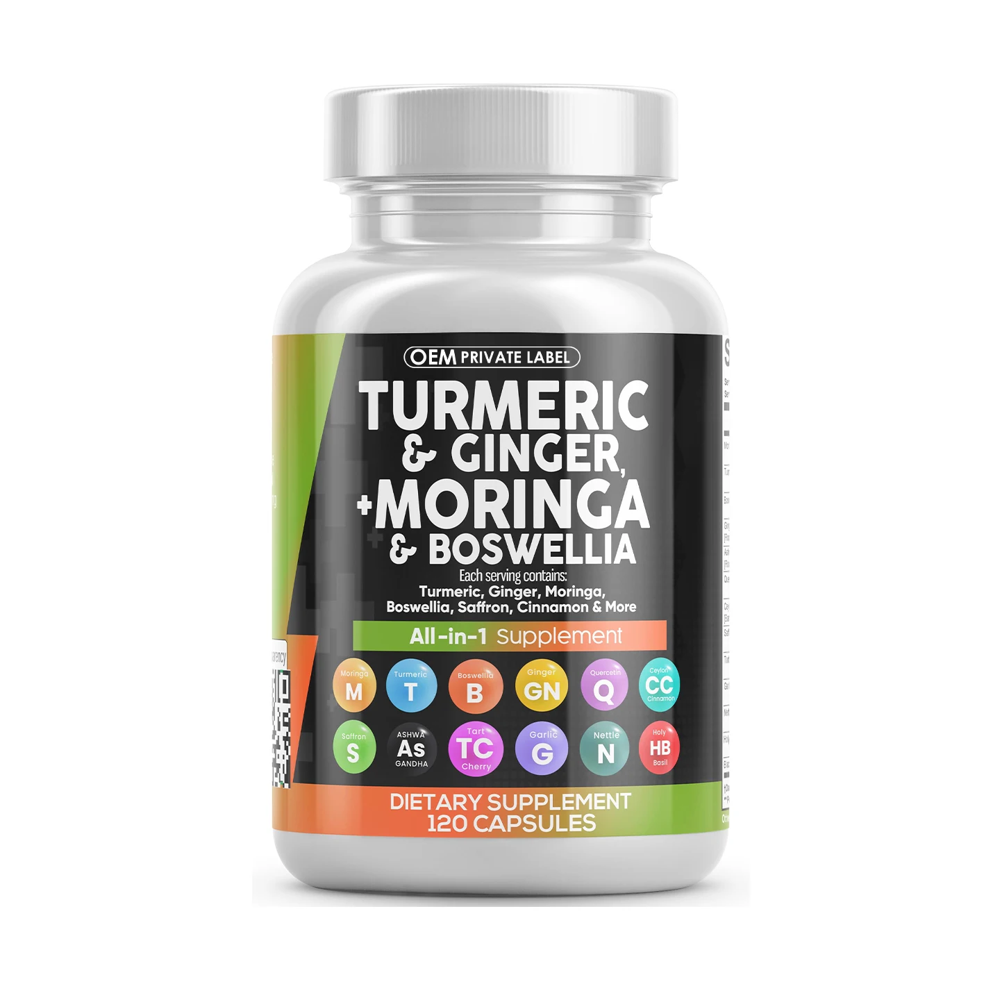 OEM Private Label Turmeric Ginger Moringa Capsules Advanced Turmeric Curcumin With Black Pepper & Ginger Supplements