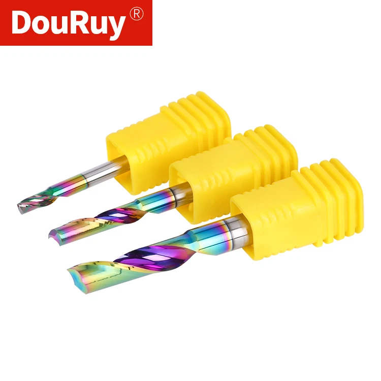 DouRuy DLC coating single blade aluminum milling cutter Single Flute Carbide End Mill Cutter Carbide End Mills For Aluminum