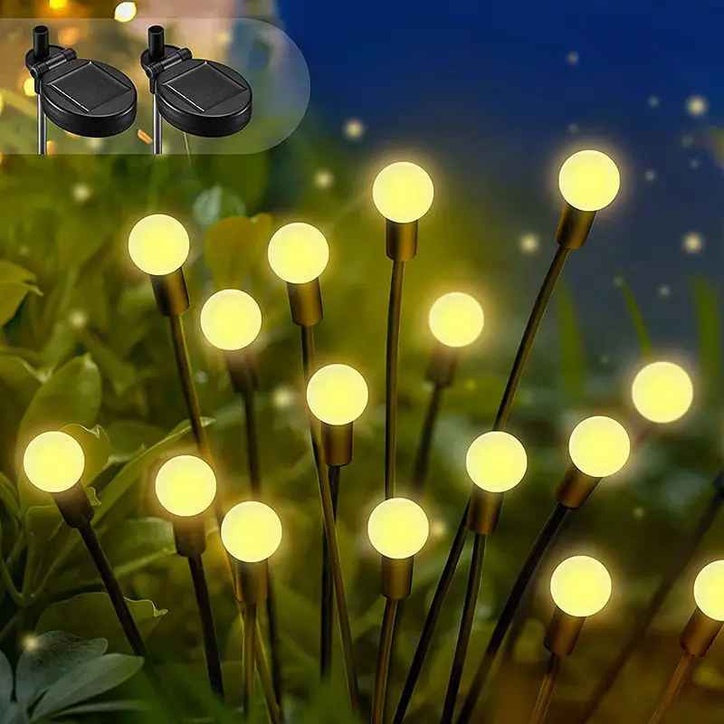 High Quality Outdoor Waterproof  6/8/10 LED Bulbs Solar Powered LED Swaying Light Firefly Garden decoration lawn Light