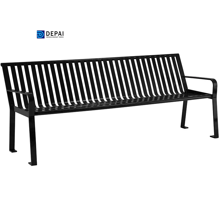 American Style 6ft Outdoor Vertical Steel Slat Park Benches with Black Color