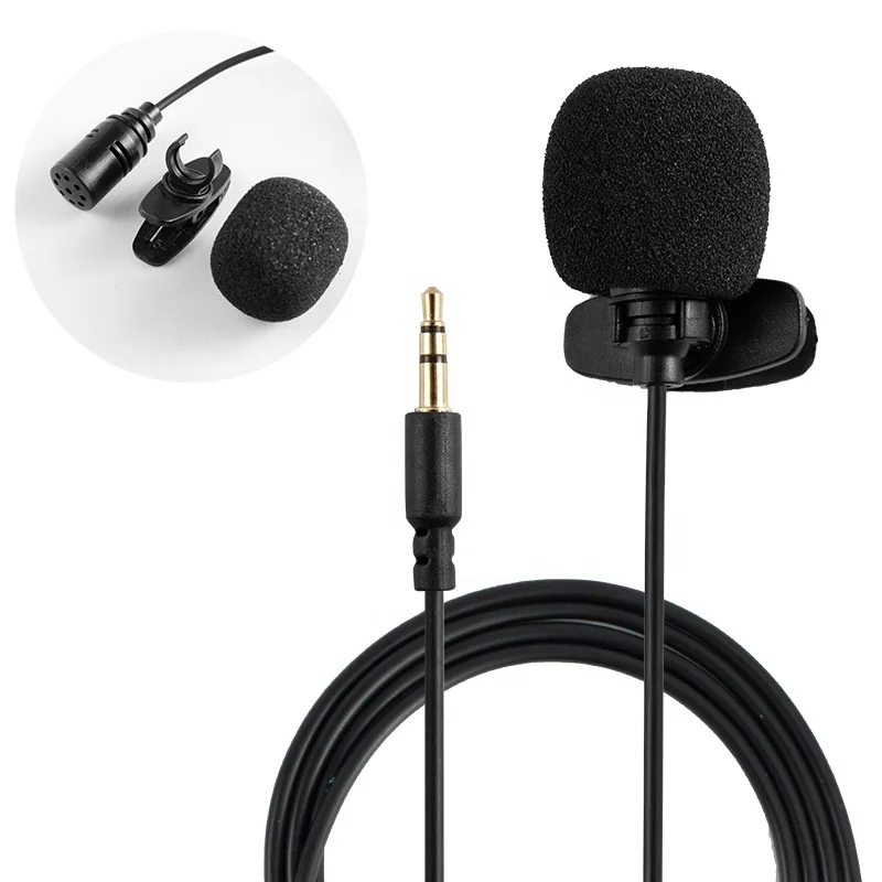 Portable 1.5m Clip-on Lavalier Lapel 3.5mm Mini Microphone Condenser Micro Mic For Phone PC Laptop Computer