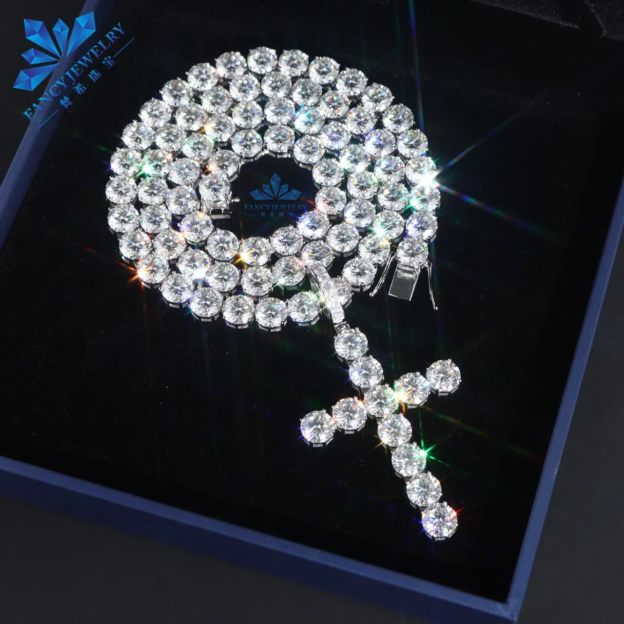 Cheapest Price Hip Hop Pendant 10mm D Color VVS1 Moissanite Cross Pendant Iced Out 925 Sterling Silver Tennis Cross for Men