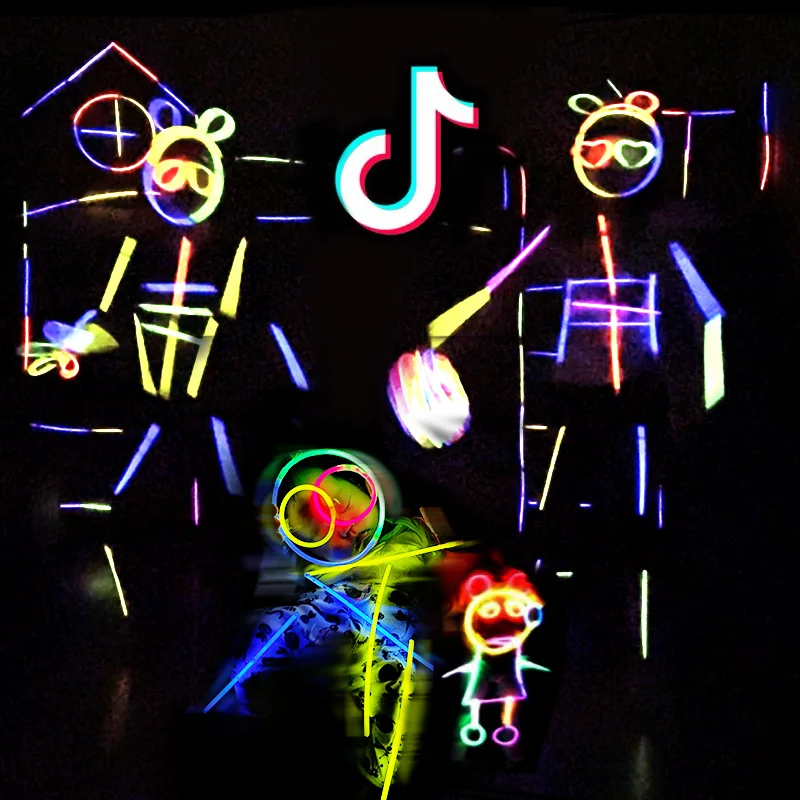 Colorful Fluorescent Stick for Body Emitted Light and Dances-Novelty & Gag Toy with Silver Light Stick