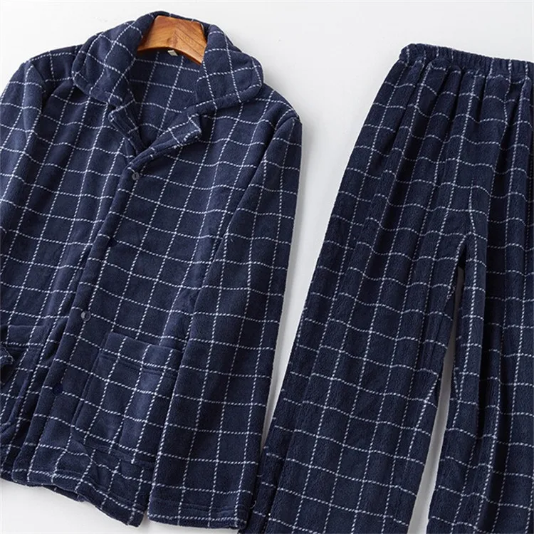 
Wholesale Luxury Comfortable Smooth Vintage Nightgowns Homme Mens Flannel Pyjama 