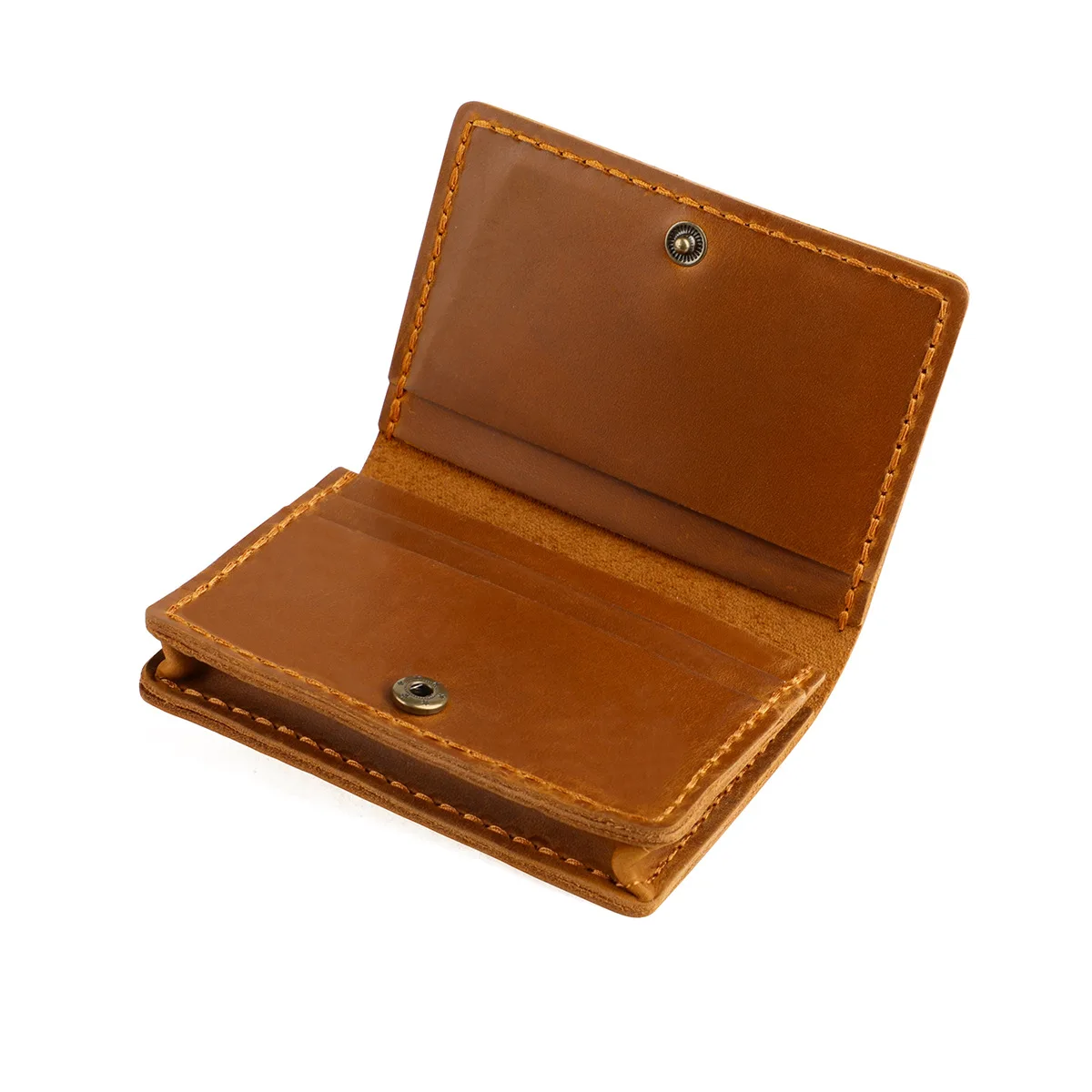 Hot Selling Custom Logo Colorful Handmade Real Leather Card Holder Genuine Cow Crazy Horse Leather Short Card Wallet