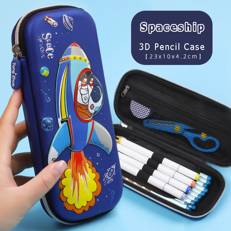 Cute cartoon space men high capacity EVA pencil case