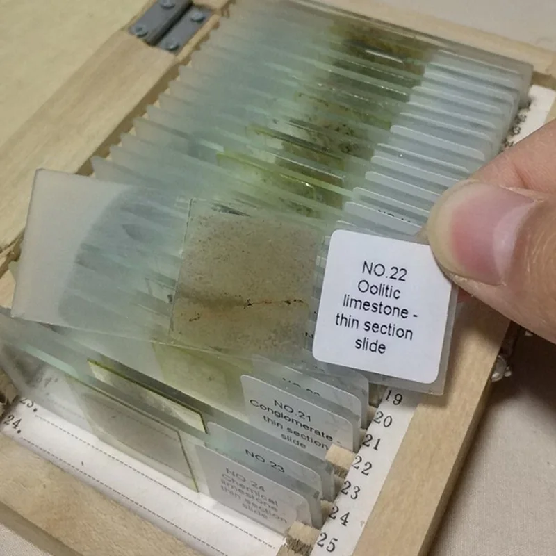24pcs Geology Mineral Stone Thin Section Prepared Microscope Slides for Professional Geology