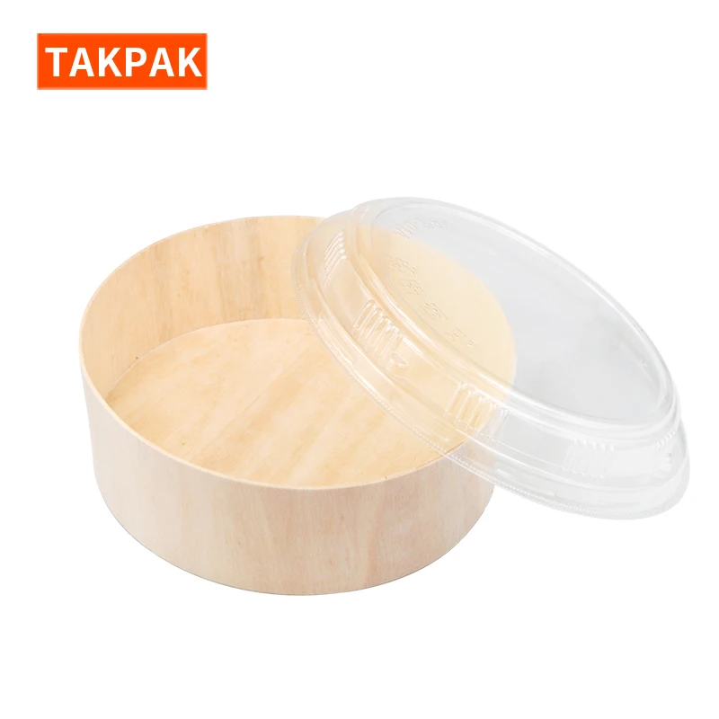 Pizza Sandwich Box Vegetarian Food Tray With Lid Wooden Food Container Wholesale Wood Packaging
