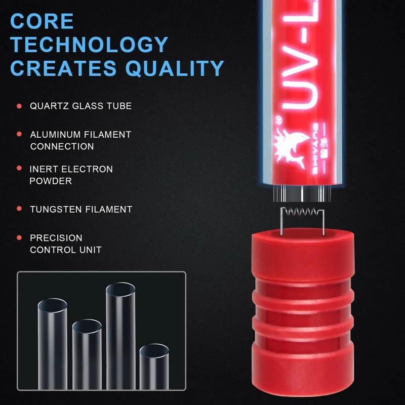 Aquarium Clean Glass UVC Lamp 9W 11W 13W UV Sanitizer Submersible Light with Timer Aquarium Water Clean