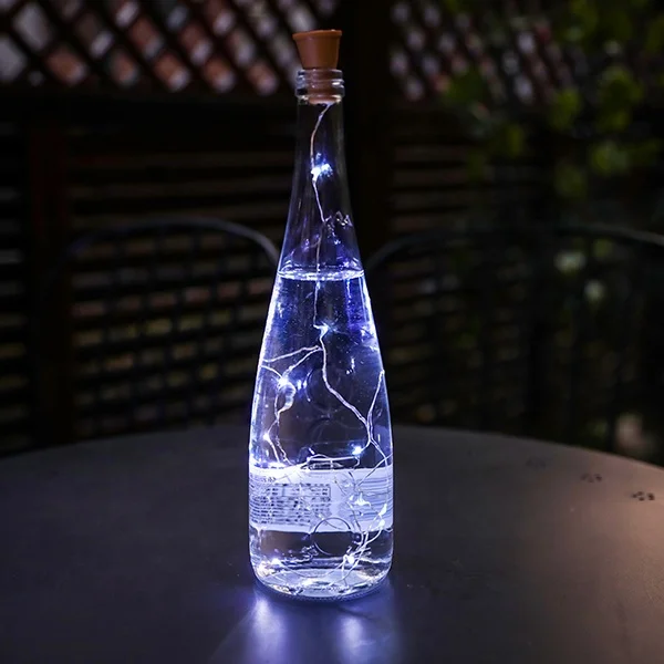 LED String Lights Outdoor Waterproof Solar Wine Bottle Plug Copper Wire String Lights Christmas Wedding Decorative