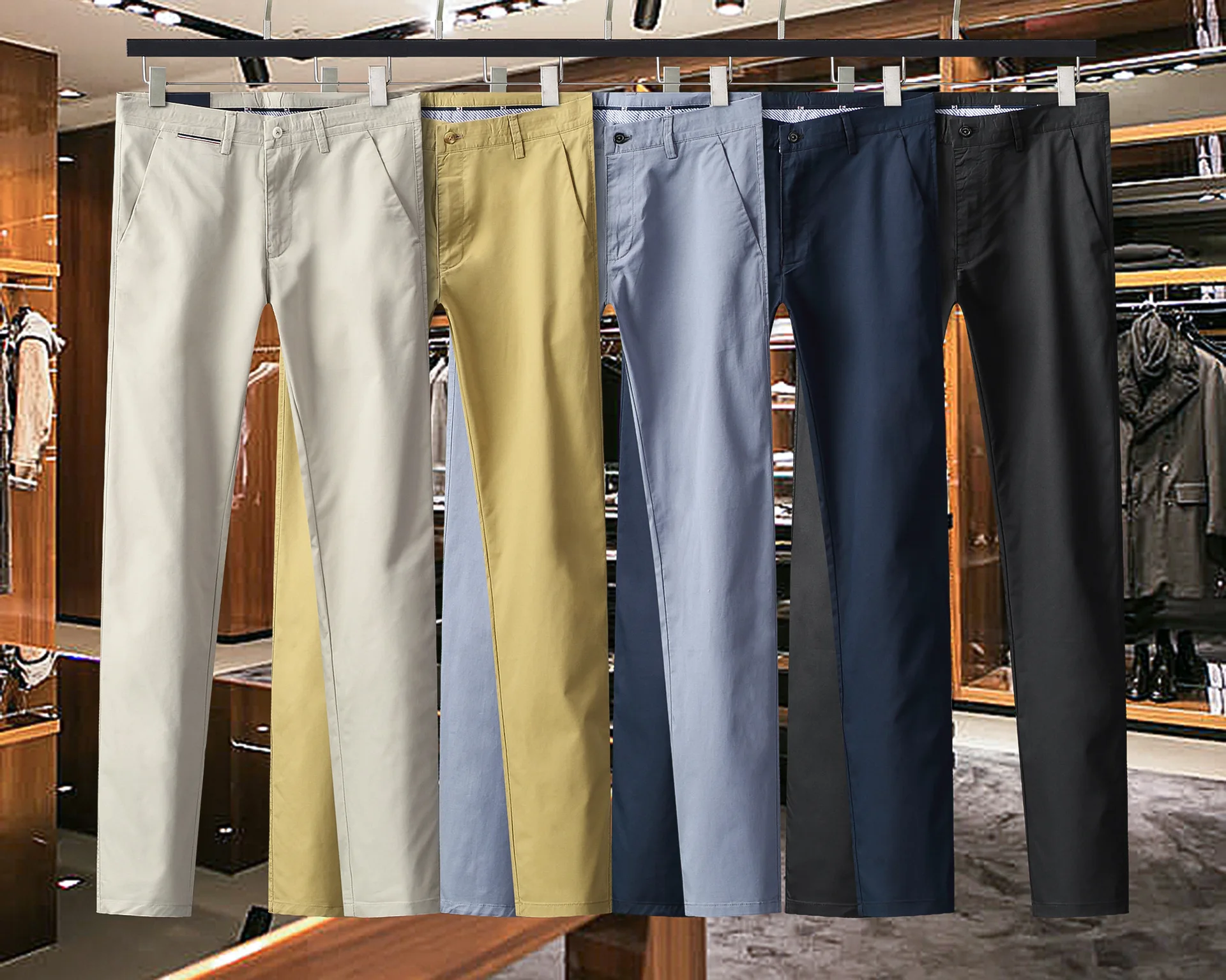 
Colored slim Cotton zip off Long polo trousers cheap cotton pants 