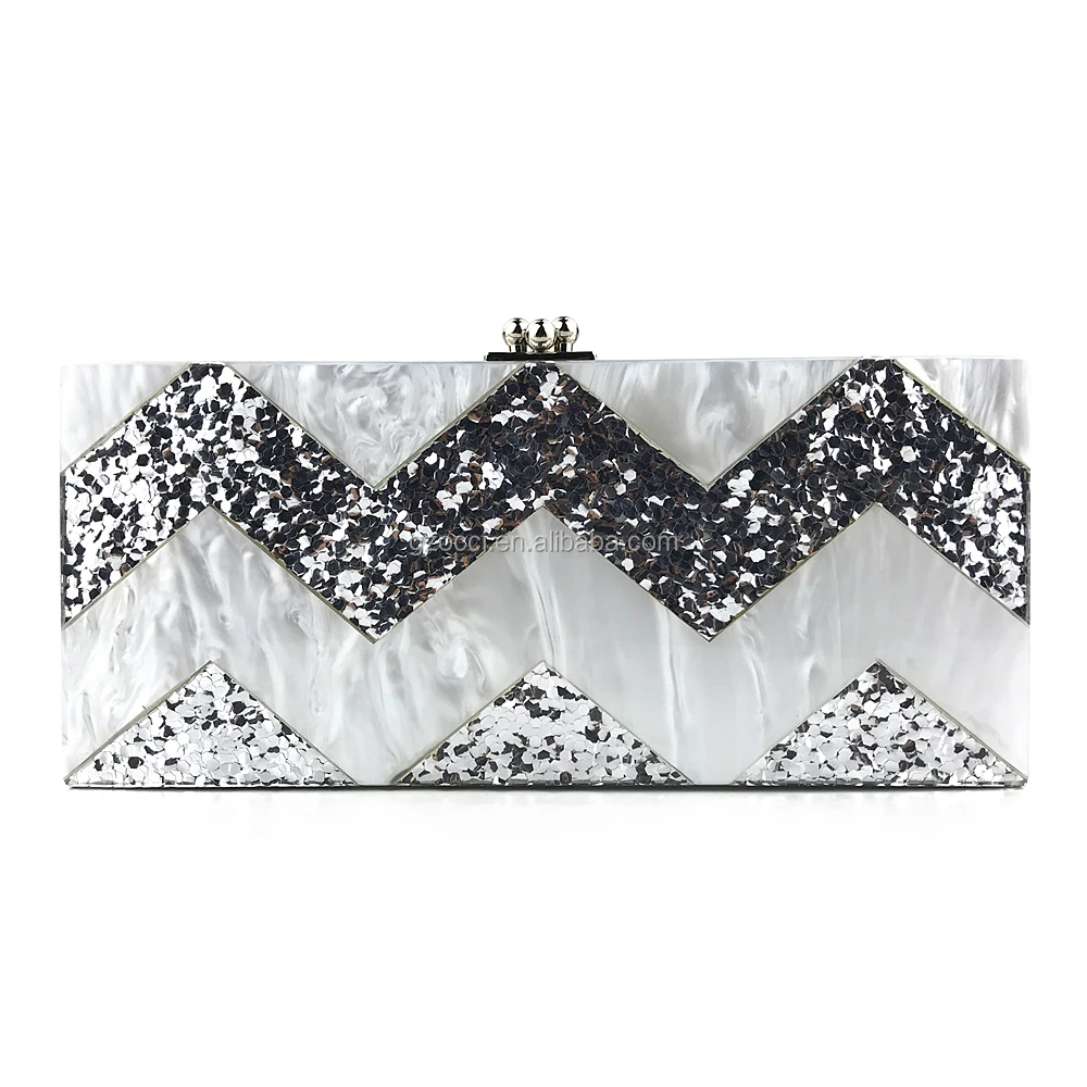 
OC4093 Wholesale acrylic evening supplier custom wave women acrylic bags 