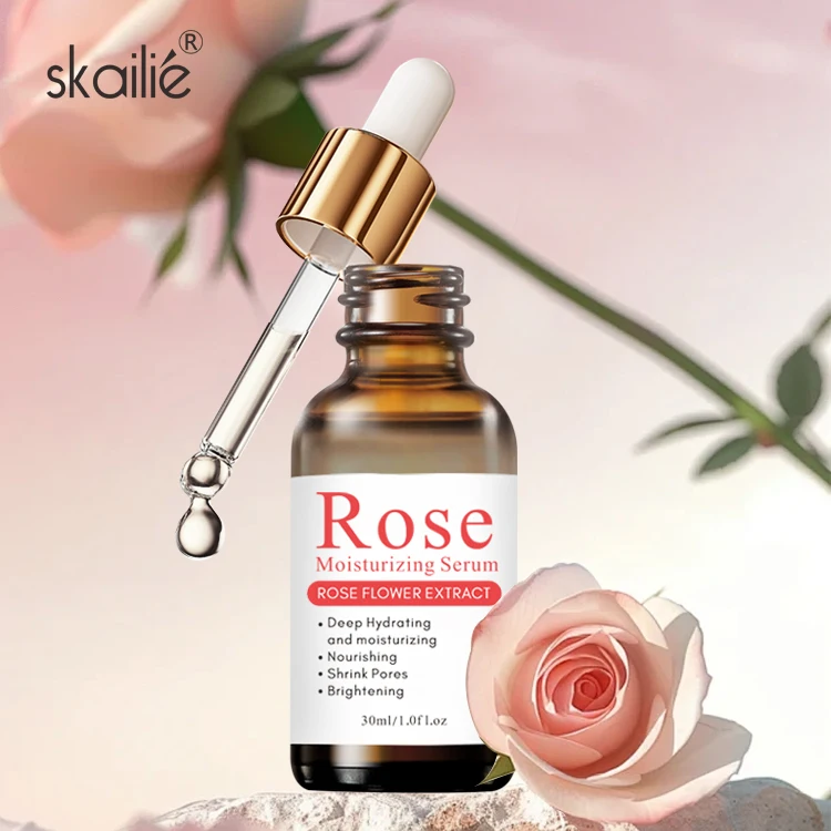 Private Label Rose Extract Serum Deeply Hydrating Anti Aging Serum Brightening Moisturizing Face Serum