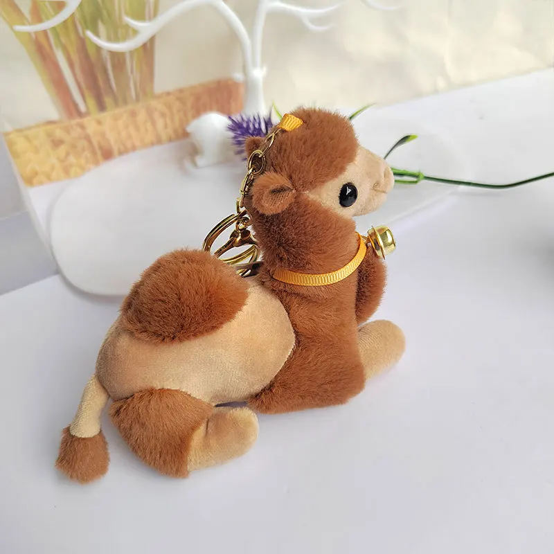 Wholesale Camel Keychain Stuffed Animals Toys Desert Key Chains Zoo Animals Keyring Claw Machine Plush Doll Camel Plush Keychain