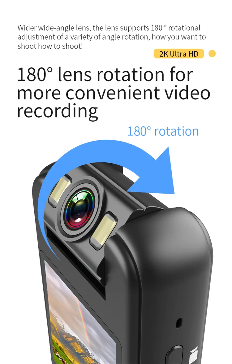 1.4 inch lcd display Ultra HD night vision security wifi hotspots 2K meeting camera pocket dv mini CS12 body camera with audio