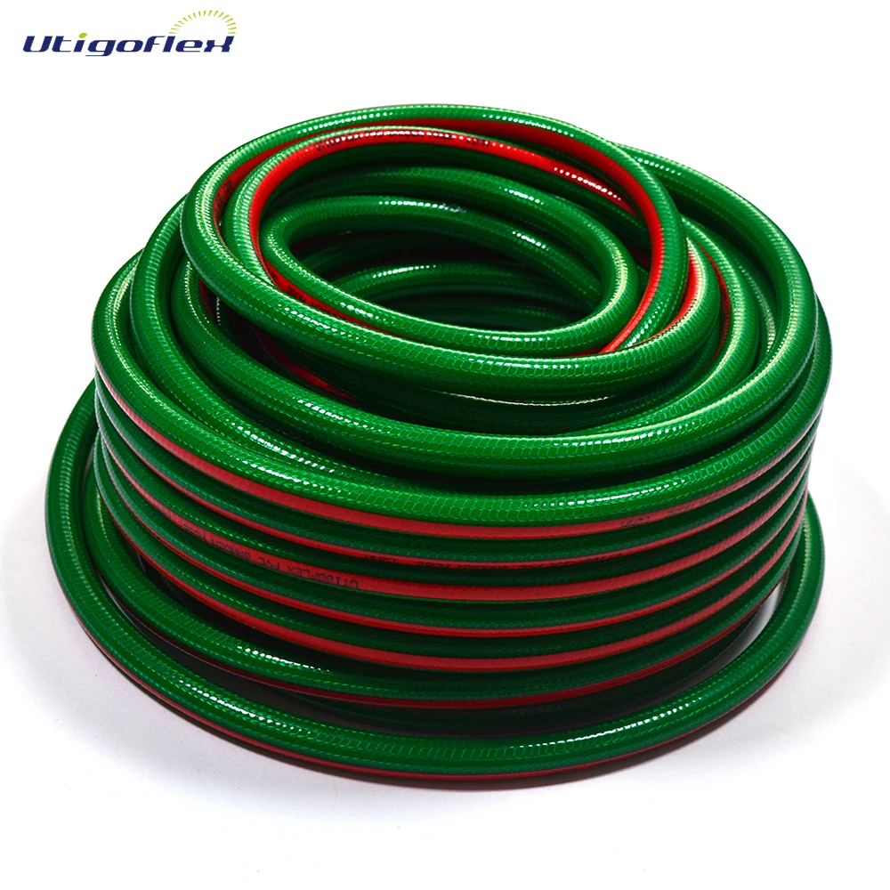 Highly flexible PVC garden hose plastic water hose pipe with one or two layers of fiber reinforcement in various colors & sizes