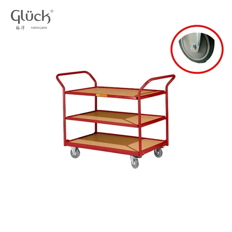 New Design Three  Layers Steel Warehouse Cart Table Trolley With High Quality