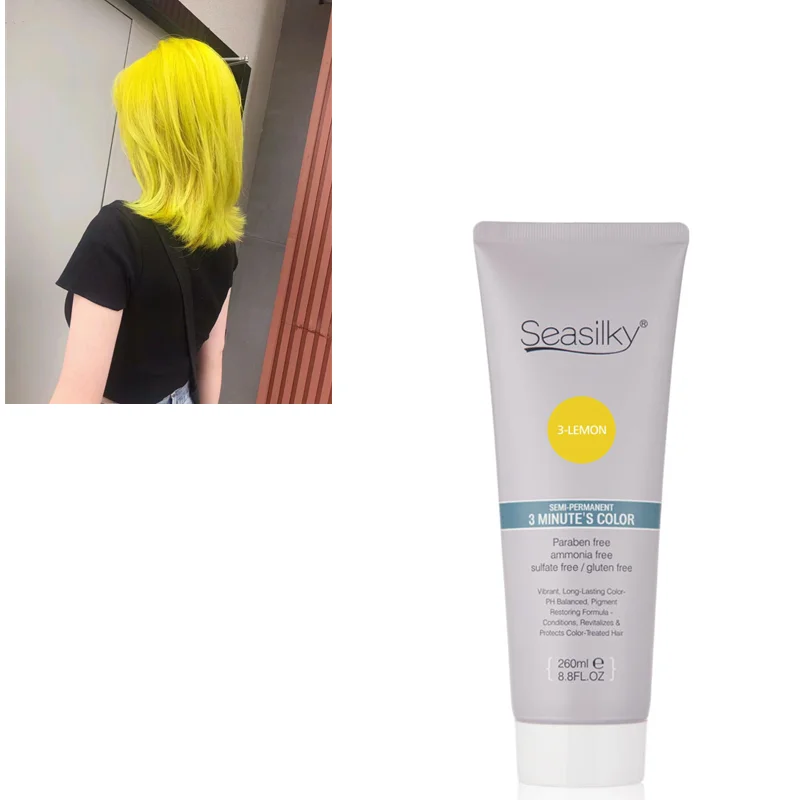 Premium Quality Semi-Permanent Lemon Color Conditioning Cream Dyeing &Nourishing Paraben-Free 260ml