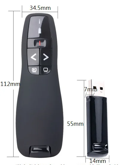 2.4Ghz USB Wireless Presenter Red Laser Pointer PPT Remote Control with Handheld Pointer for PowerPoint Presentation