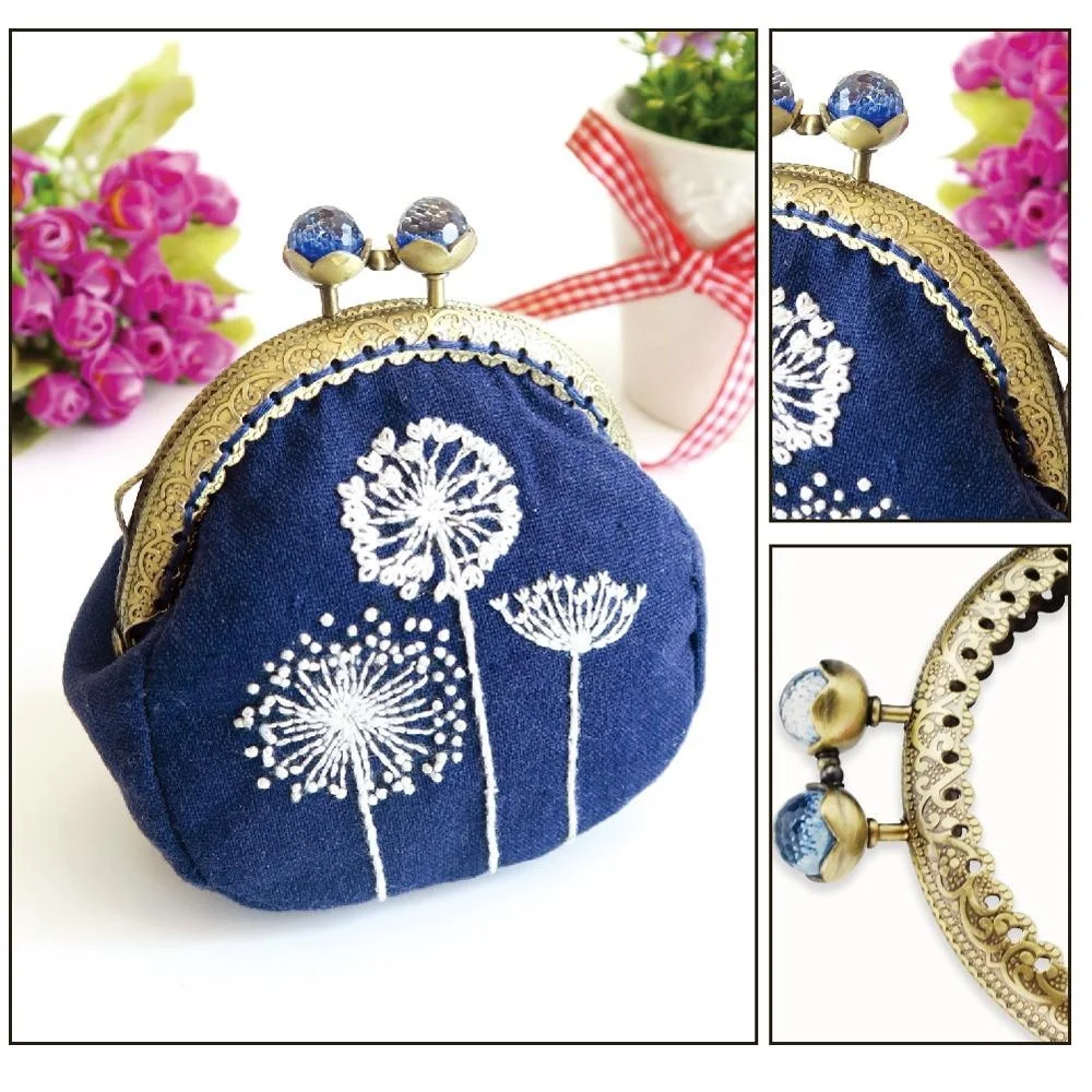12cm Handmade Purse Decoration Embroidery Coin Bag Fabric Embroidery Craft DIY Kits Embroidery Kits