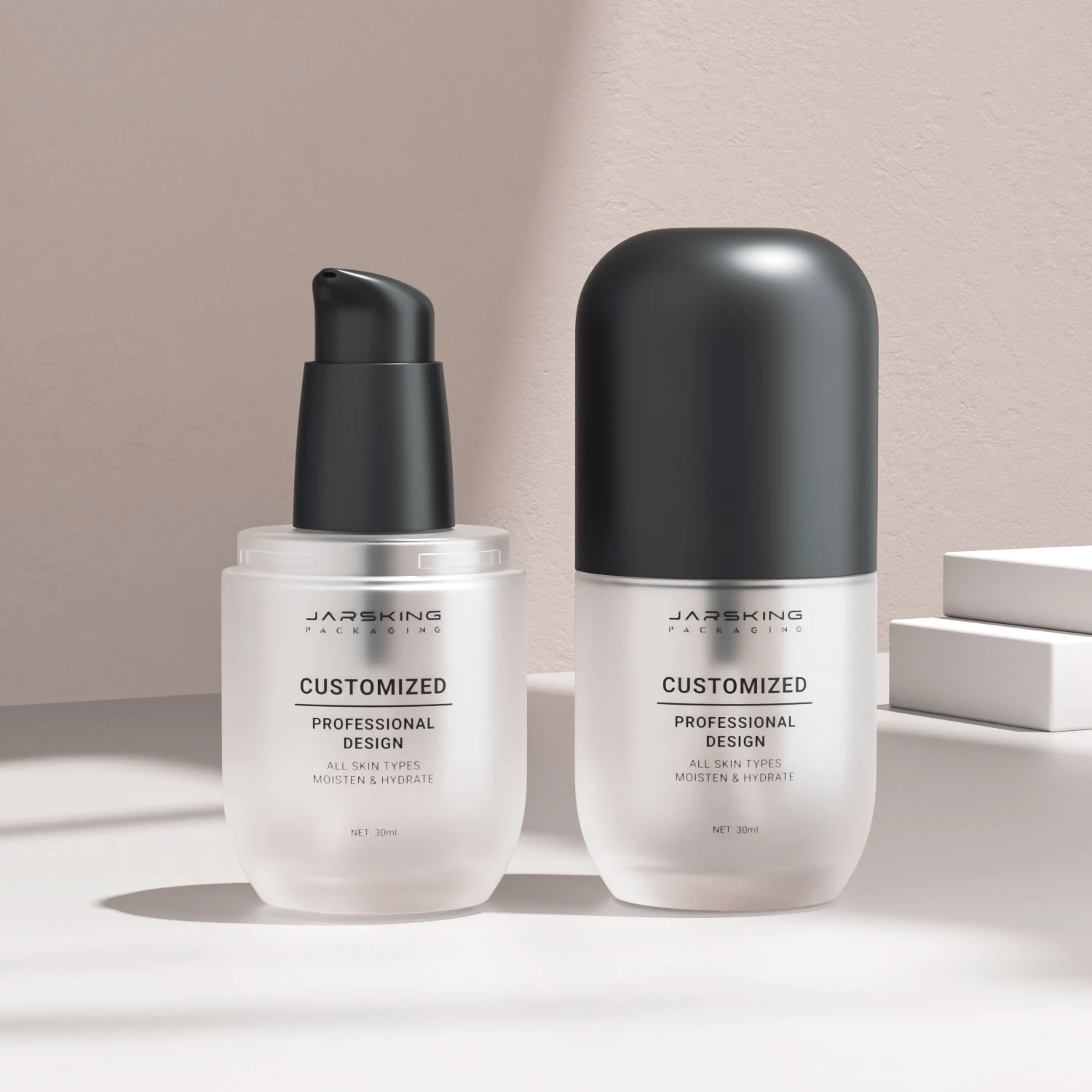 Unique Skin Care Packaging 30ml 1oz Custom Label Logo Empty Luxury Glass Skincare Hair Oil Face Serum Cream Pump Bottle With Box