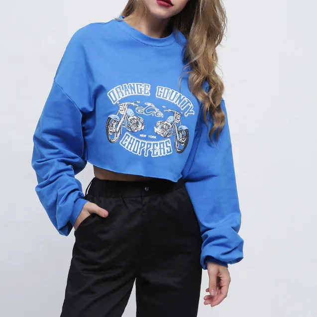 
Hot Sale Custom Printing Street Style Cotton Crop Top Hoodie 