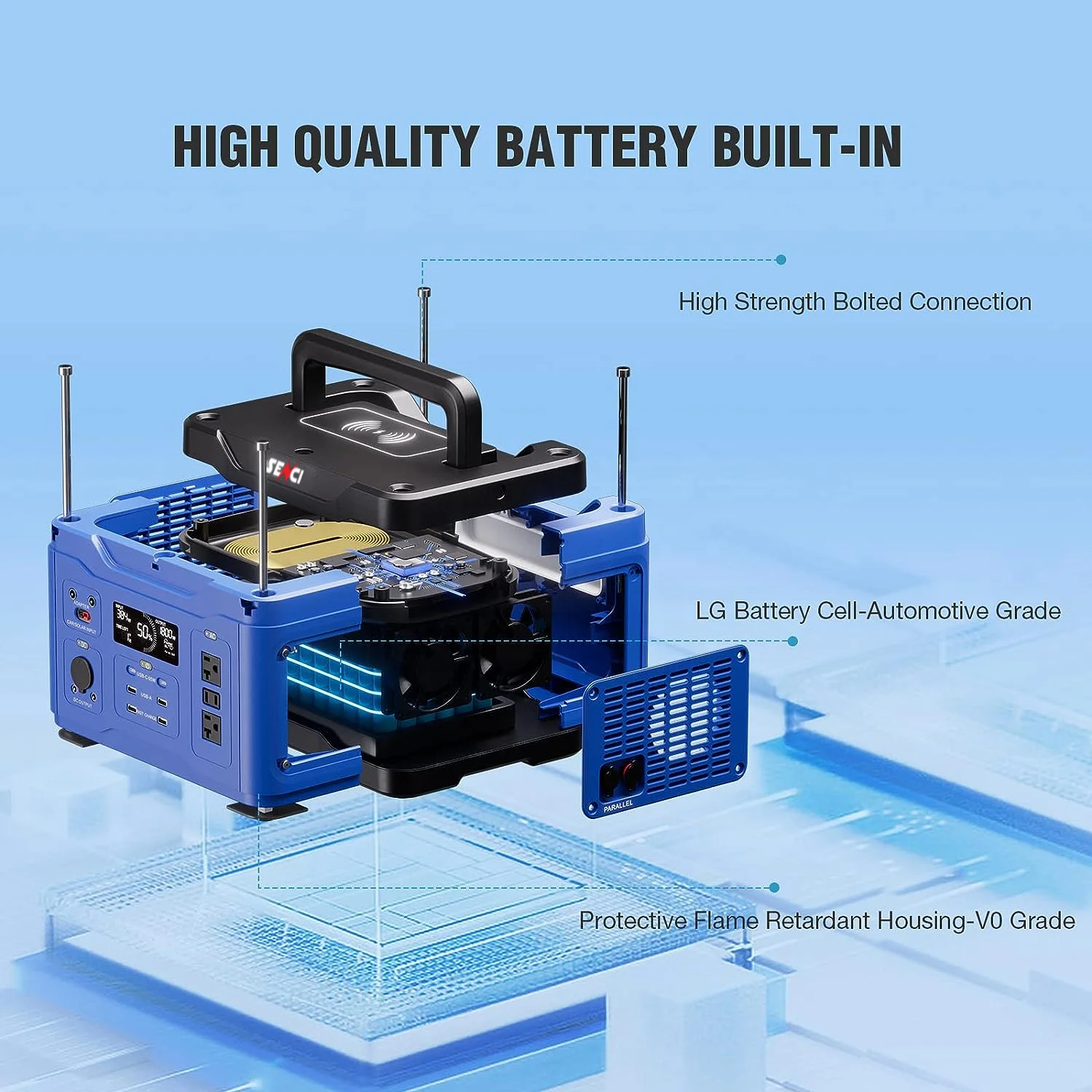SENCI 1800W 3600W ups 12v type c power backup for gaming laptops wifi backup and portable power supply ups