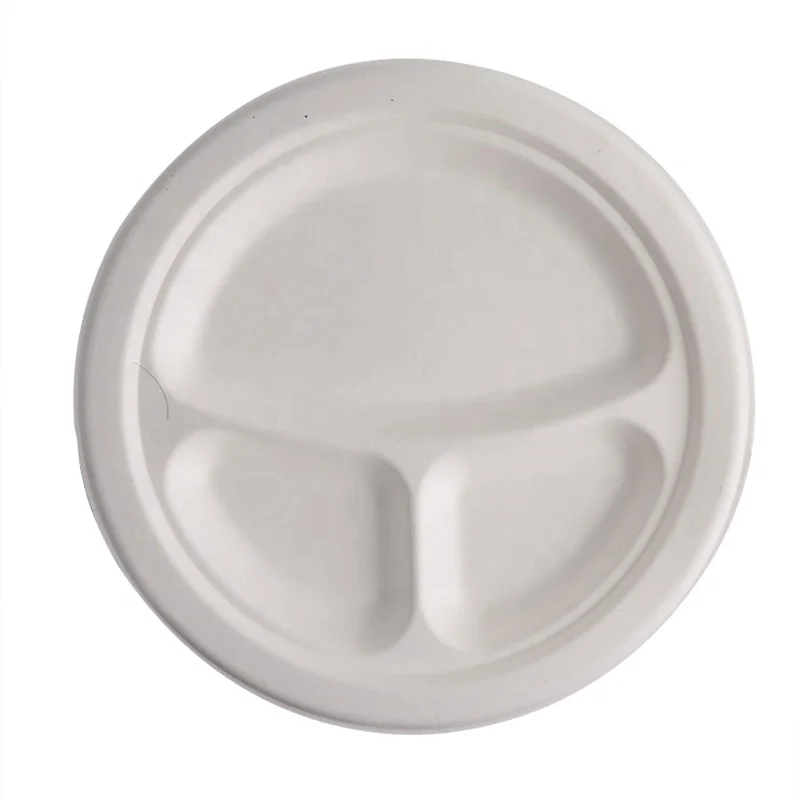 
Biodegradable Divided Food bagasse paper pulp paper plates party disposabl price of disposable plates with 3 Compartments 