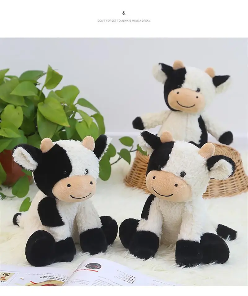 Design White Stuffed Soft Mini Mascot Pillow Stuffy Cattle Cute Baby Funny Cow Plush Animal Toy Doll