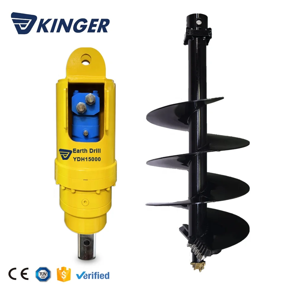 KINGER  CE certified Soil Drilling Auger hydraulic Rock earth drill for Excavator Skid Steer Backhoe