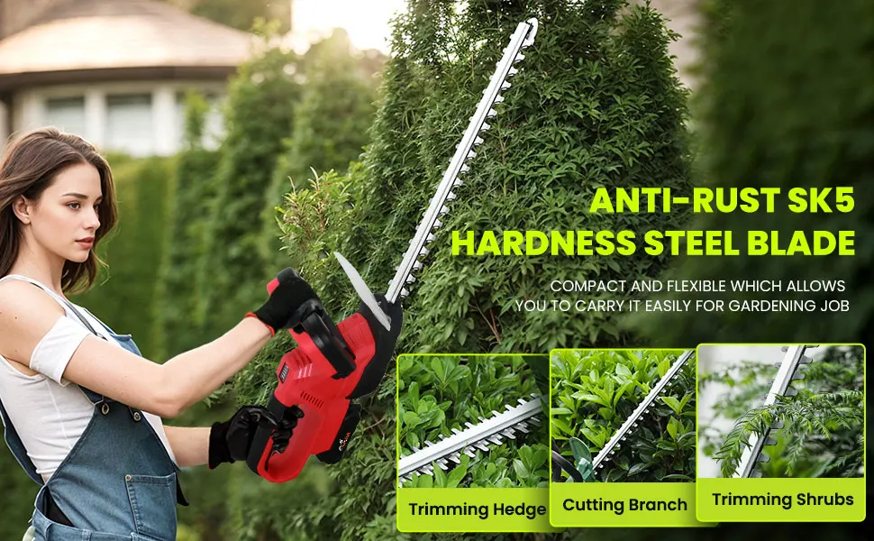 20V Cordless Hedge Trimmer 510mm Blade High Efficiency Hedge Trimmer Machine for Trimming Shrubs and Bushes