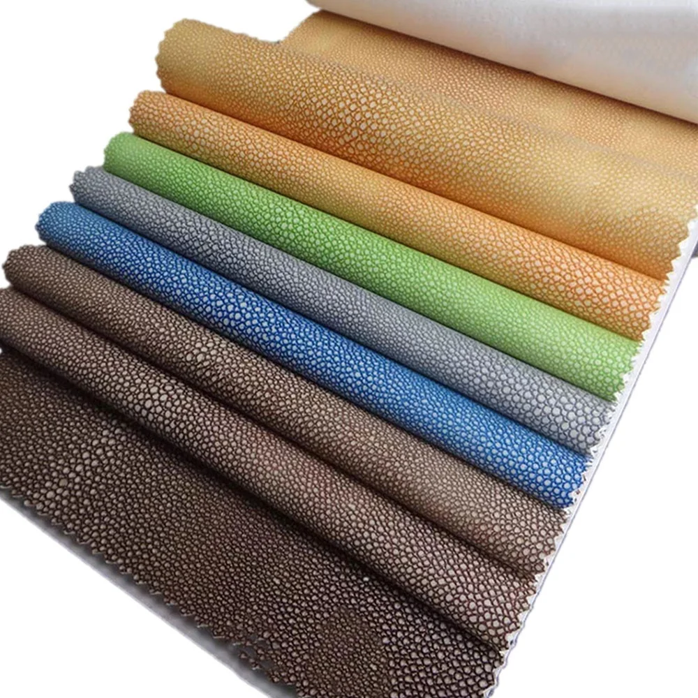 Embossed skin shagreen leather upholstery fabric material for sofas furniture bag books package covering litchi leather