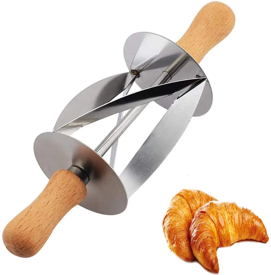 Croissant Cutter Roller Croissant Maker Stainless Steel Roller Slices Perfect Shaped Pastry Dough Multi-function Rolling Knife