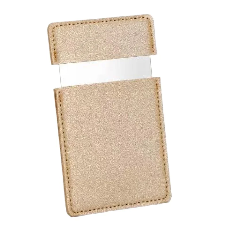 Whole sale mini pu leather foldable pocket makeup mirror single-sided make up mirror