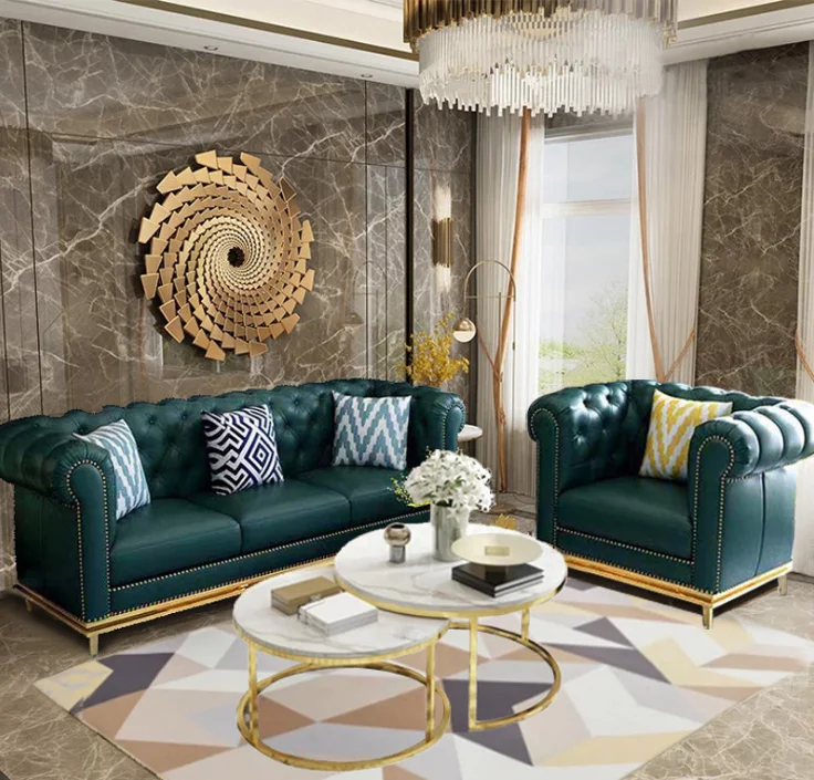 Villa furniture Scandinavian style simple fabric light luxury sofa set modern living room single double and triple wooden