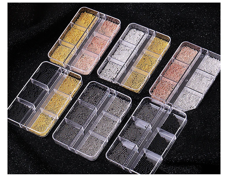 SZCT-049-SZCT-050 3D Nail Art Decoration 6 Grid Diamond Jewelry Accessories Disc Bead Ornaments
