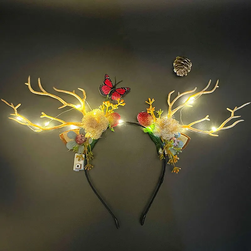 Women Hair Clips Accessories Party Supplies Christmas Elk Antlers Glitter Headband