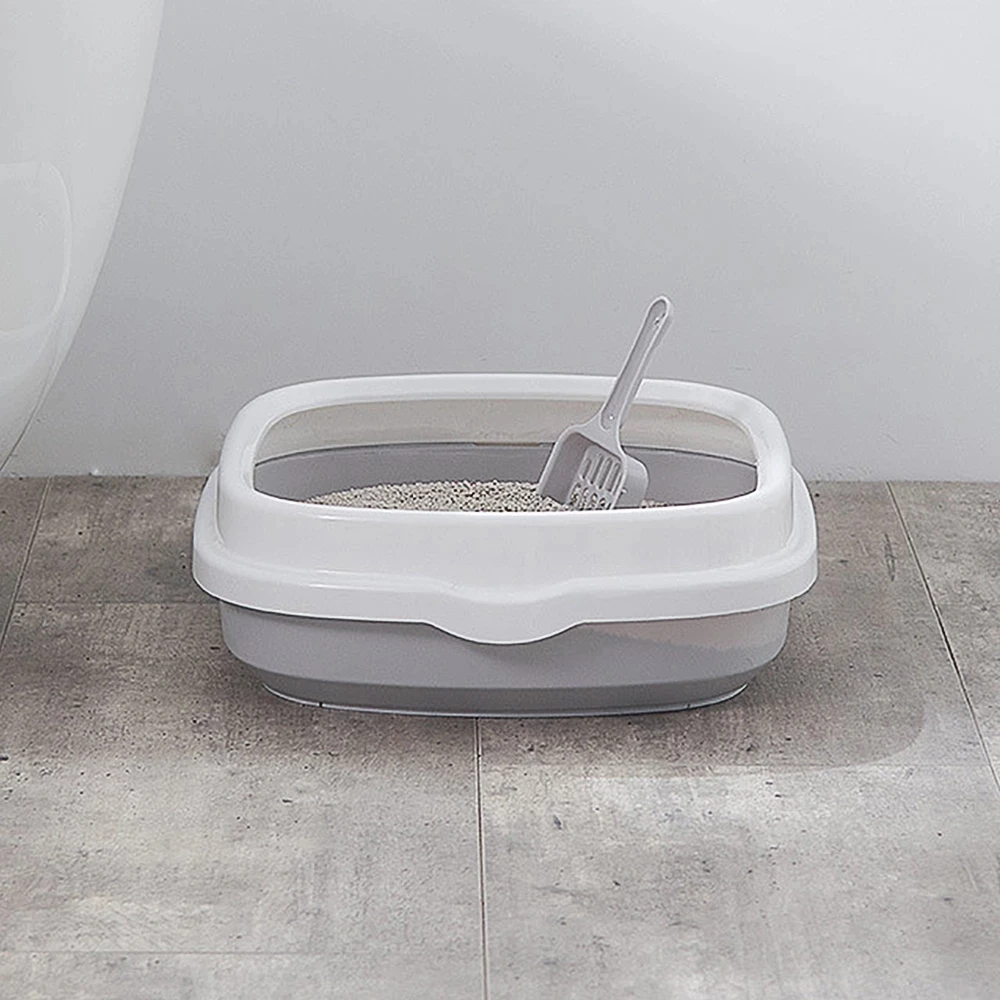 HOT SALE NEW Pet Products Cleaning Plastic Thicken Cat Toilet Box Trays Simple Cute Cat Litter Box With Cat Litter Shovel