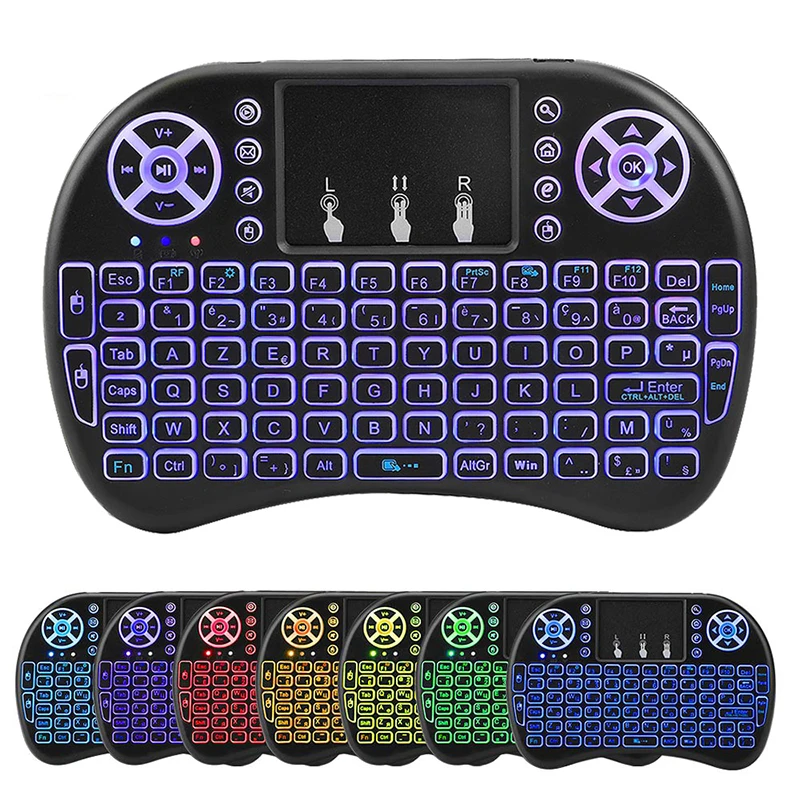 multi Color Backlight i8 Wireless Keyboard 2.4GHz Mini Air Mouse Remote Control for smart Android TV BOX Mini PC