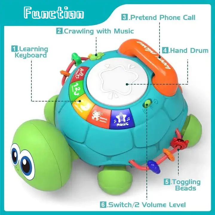 Zhorya Kids Toys 6-18 Months Musical Turtle Crawling Baby telephone Toys with Light Sound Infant Toddler Gifts