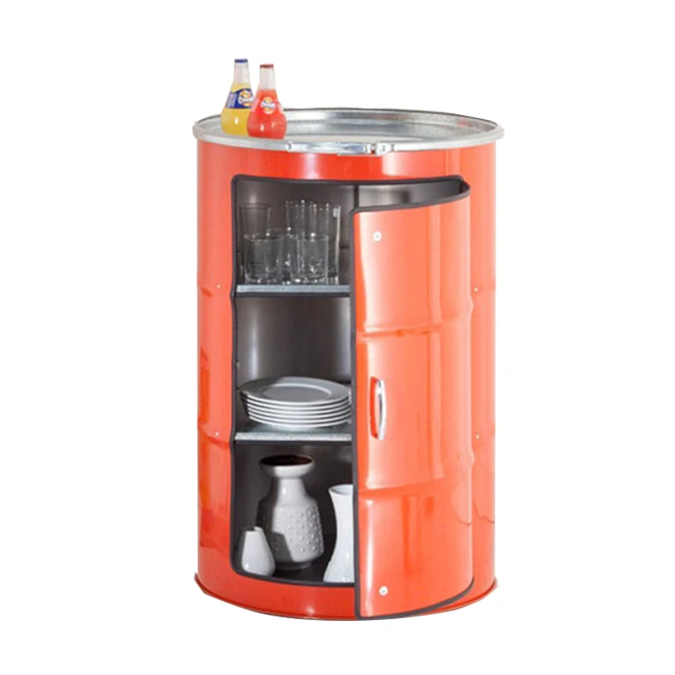 Vintage Style Industrial Home Furniture Decoration Storage Cabinet Metal Barrel Table